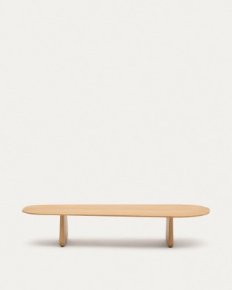 Mesa de centro Pirita de madera maciza de roble con acabado natural 146 x 56,5 cm FSC 100%, Kave Home