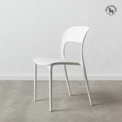 Silla blanco polipropileno 43 x 43 x 83,20 cm, Wood Nature