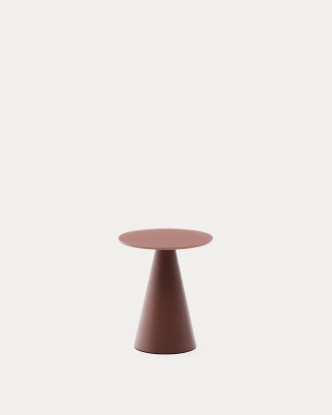 Mesa auxiliar Wilshire cristal templado glaseado y acero acabado pintado terracota mate Ø35cm, Kave Home