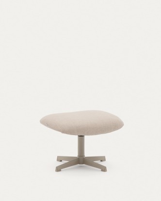 Reposapiés Teryl de chenilla beige y metal con acabado gris FSC 100%, Kave Home