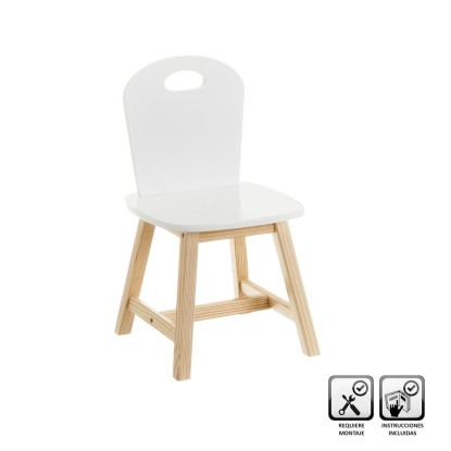 Silla infantil mdf-pino blanco 28 x 28 x 50 cm, Unimassa