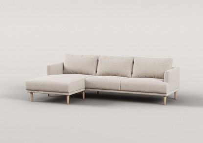 Dracena – Sofá modular chaise longue izquierdo de 3 Plazas beige con tela easy clean, Luma Home