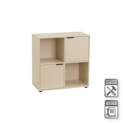 Estantería 2 puertas mei pb greige 60 x 30 x 62 cm, Unimassa