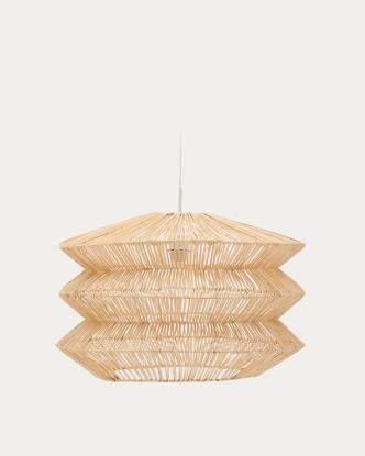 Pantalla para lámpara de techo Dakit de ratán con acabado aclarado 60 x 39 cm, Kave Home