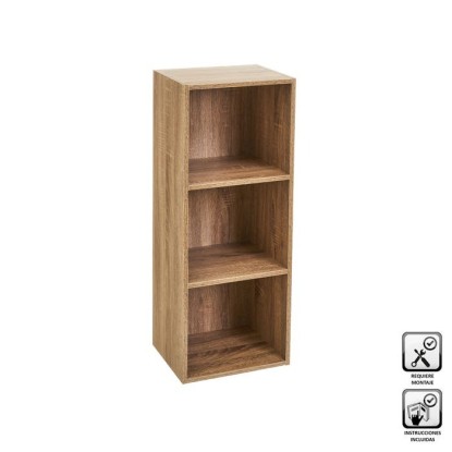 ESTANTERÍA 3 BALDAS PB NATURAL 30 X 24 X 80 CM, Unimassa