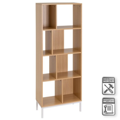 Estantería de pie mid-lines natural 63 x 29,80 x 159 cm, Unimassa