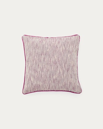 Funda de cojín Brisella jacquard con vivo a contraste rosa 45 x 45 cm., Kave Home