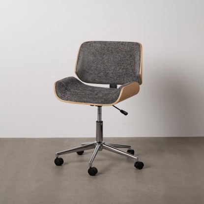 Silla ruedas gris-natural tejido-madera 54 x 61 x 88 cm, Wood Nature