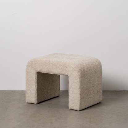 Taburete beige tejido salón 67 x 48 x 47 cm, Wood Nature