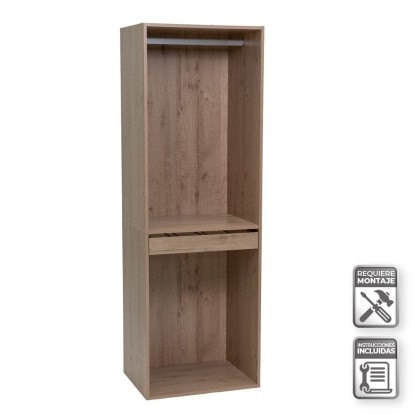 Armario modular con barra y pantalonero 60 x 45 x 180 cm, Unimassa