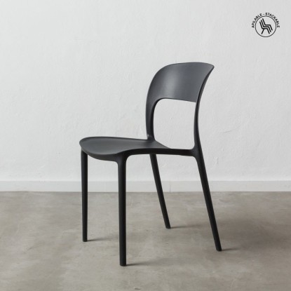 Silla gris oscuro polipropileno 43 x 43 x 83,20 cm, Wood Nature