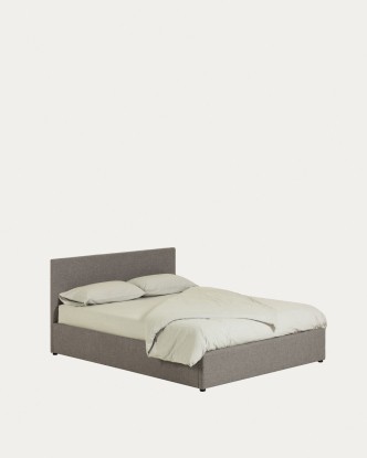 Cama con canapé Nahiri gris para colchón de 150 x 200 cm, Kave Home