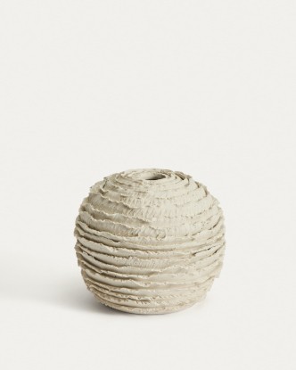 Jarrón Evania de cerámica beige 15,5 cm, Kave Home