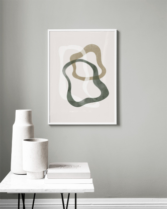 ABSTRACT GREEN SHAPES NO2 POSTER 30x40 negro, Desenio