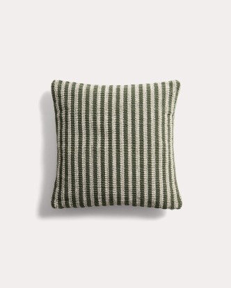 Funda de cojín Dirome 100% PET rayas verde 45 x 45 cm., Kave Home
