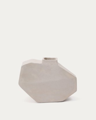 Jarrón Lahara de papel maché gris 21 cm, Kave Home