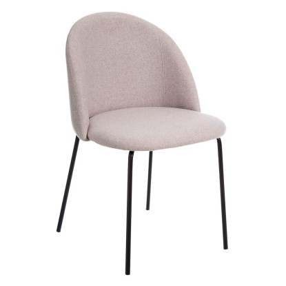 Silla beige tejido-metal moderno salón 50 x 54 x 78,50 cm, Wood Nature