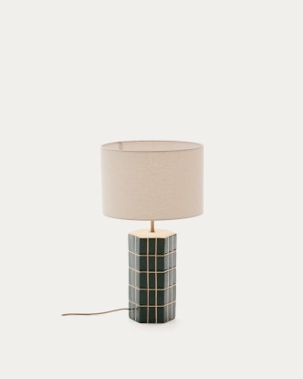 Lámpara de mesa Rue de cerámica verde, Kave Home