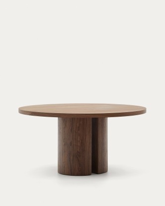 Mesa redonda Nealy de chapa de nogal con acabado oscuro Ø 150 cm, Kave Home