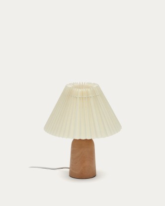 Lámpara de mesa Benicarlo de madera con acabado natural y beige, Kave Home