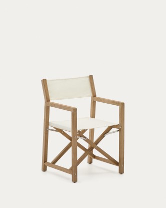 Silla plegable de exterior Vilara blanco de madera maciza de acacia FSC 100%, Kave Home