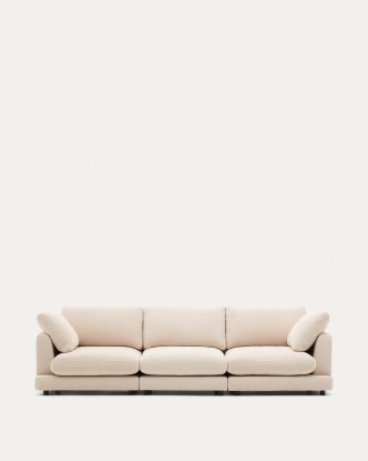 Sofá Gala 4 plazas de chenilla beige FSC Mix Credit 300 cm, Kave Home