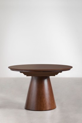Montana Mesa de comedor redonda 120-160x120 cm extensible en MDF y chapa de roble Montana, Sklum