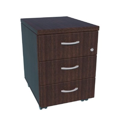 CAJONERAS DE MELAMINA CON RUEDAS 3 CAJONES (WENGUÉ) 58x40, Euromof