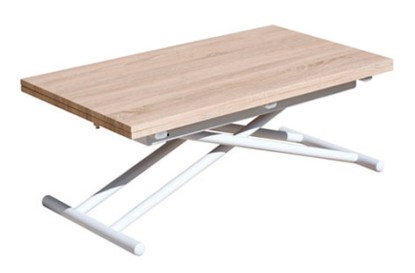 Mesa centro elevable y extensible up - down blanco / roble 100 x 50 cm, Adec Group