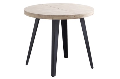 Mesa comedor redonda extensible berg 80 - 120 - 160 cm roble nordish / negro (ext independ), Adec Group