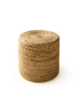 Pure Puf de yute hecho a mano Jutta Marrón claro, Benuta
