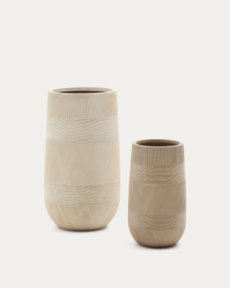 Set Tival de 2 maceteros de efecto cemento beige Ø 45 cm, Kave Home