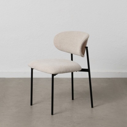 Silla crema tejido-metal salón 50 x 54 x 73,50 cm, Wood Nature