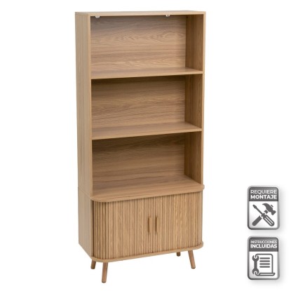 Estantería 3 baldas y 2 puertas elia mdf 80 x 40 x 172 cm, Unimassa