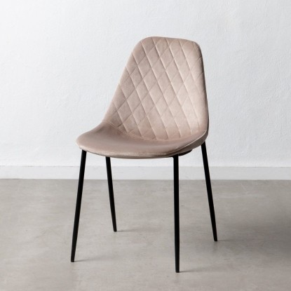 Silla beige tejido-metal salón 46 x 51 x 83,50 cm, Wood Nature