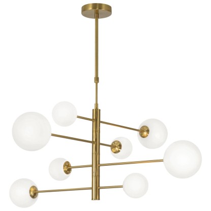 LAMPARA 8L COSMICA LATÓN OPAL 8 X 28W G-9, AJP