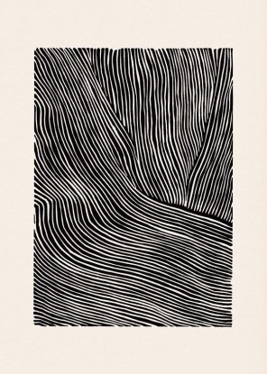 Stripes linocut Nº2 - Black and white, Artesta