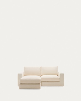 Sofá modular desenfundable Alea 3 plazas chenilla chaise longue izquierdo crudo 220 cm, Kave Home