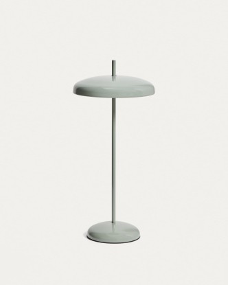 Lámpara de mesa portátil Porte de aluminio verde claro, Kave Home