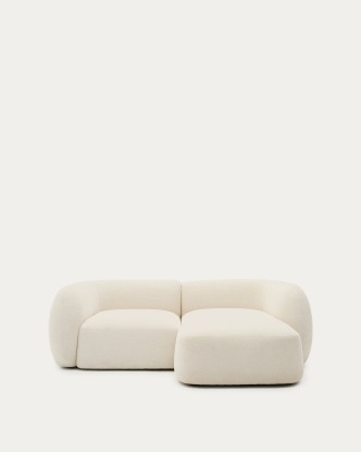 Sofá modular Martina 2 plazas de chenilla con chaise longue derecho crudo 230 cm, Kave Home