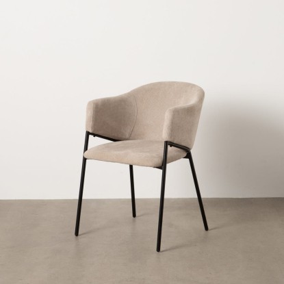 Silla beige tejido-metal 54 x 60 x 78 cm, Wood Nature