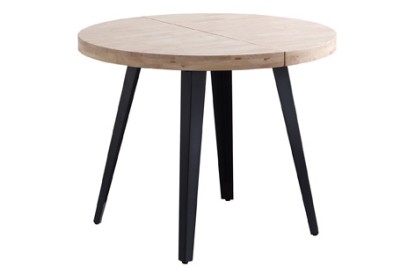 Mesa comedor redonda extensible berg 120 - 160 - 200 cm roble nordish / negro (ext independ), Adec Group