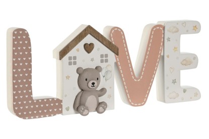 DECORACION MDF 30X3X12 LOVE BEIGE, Wabitap