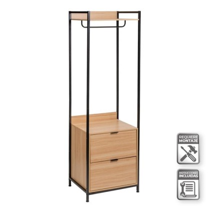 ARMARIO MODULAR CON BARRA Y 2 CAJONES 60 X 48 X 190 CM, Unimassa