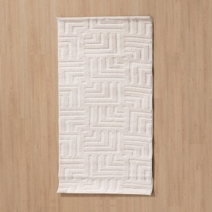 Alfombra geométrico crudo poliester 80 x 1,70 x 150 cm, Wood Nature