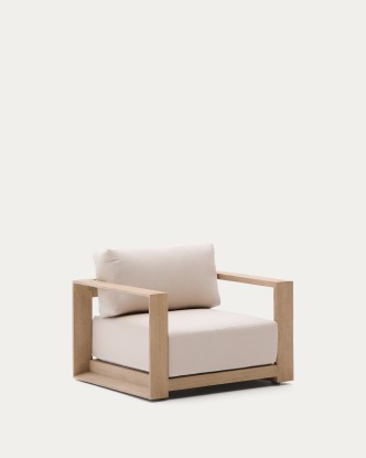 Sillón Ambra de madera maciza de acacia con acabado claro, Kave Home