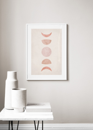 Cuadro madera Pink moon phase poster 21x30 , Desenio
