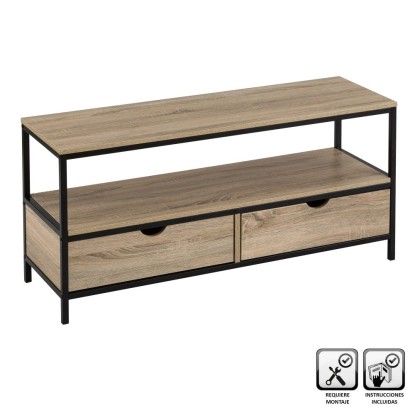 Mueble tv 2 cajones pb-metal 120 x 39 x 57 cm, Unimassa