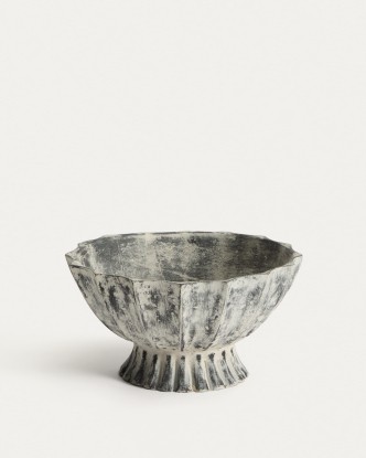 Centro de mesa Valura de papel maché gris Ø 26 cm, Kave Home