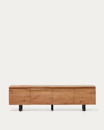Mueble TV Uxue 3 puertas de madera maciza de acacia con acabado blanqueado 200 x 58 cm, Kave Home
